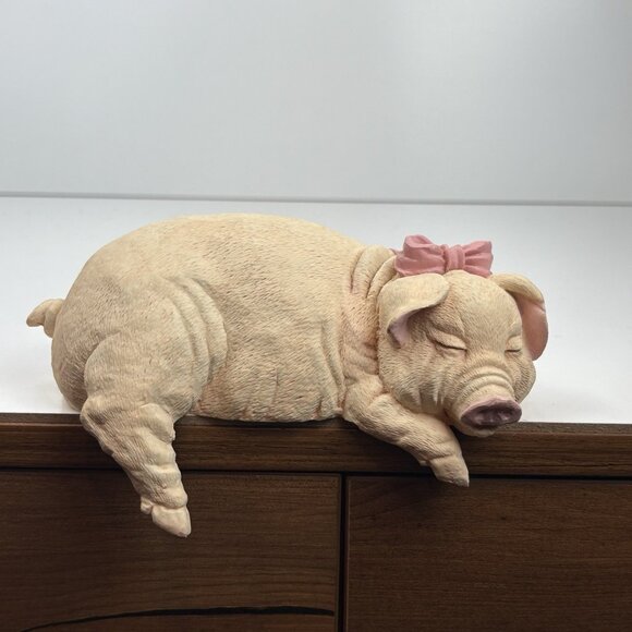 Unbranded Other - Shelf Sitter Sleeping Musical Pig Pink Bow (Frere Jacques)